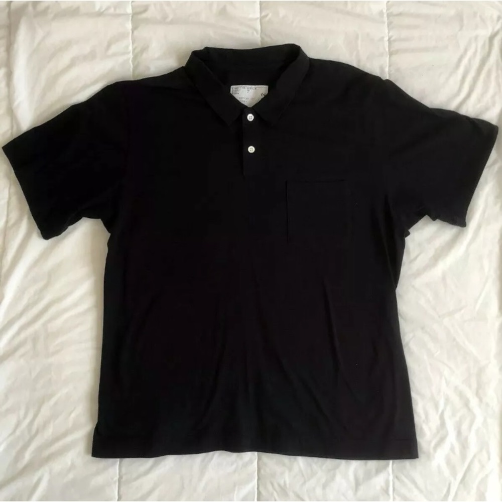 Sacai Navy 4 Polo Shirt Cotton Short Sleeve Button